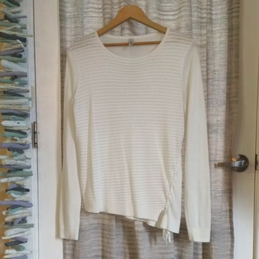Soyaconcept Balletcore Ribbed Knit Asymmetrical Side Tie Top - M